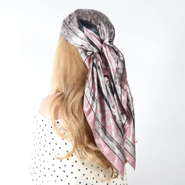 Silk Scarf Headwrap For Women Vintage Four Seasons Hair Scarves 90*90cm 5